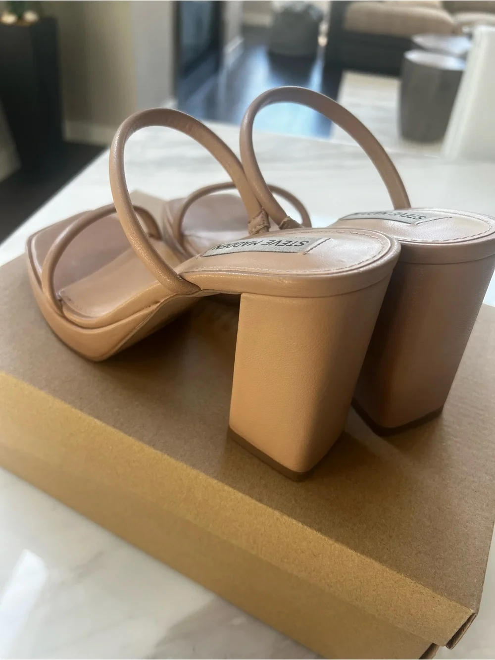 Steve Madden Cognac Double-Strap Block Heel Sandals